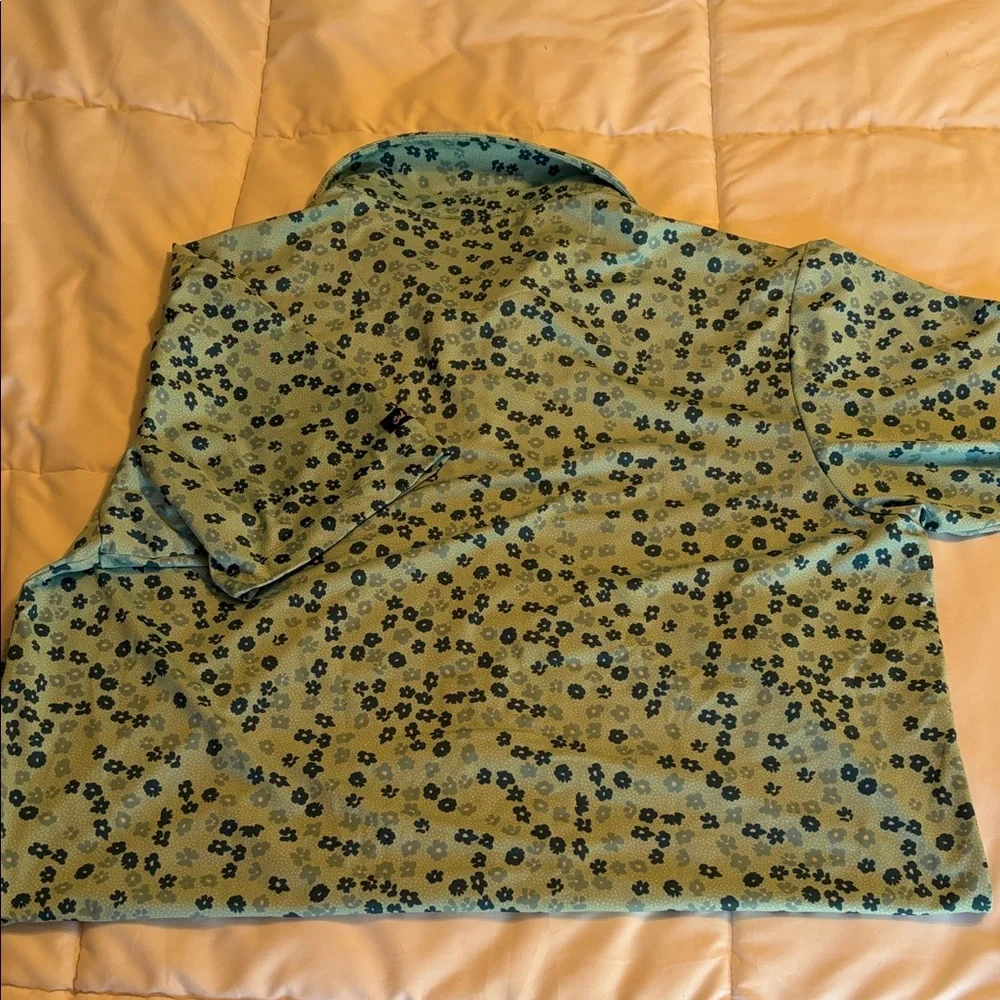 Bad Birdie Green Floral Polo Shirt - Picture 4 of 4